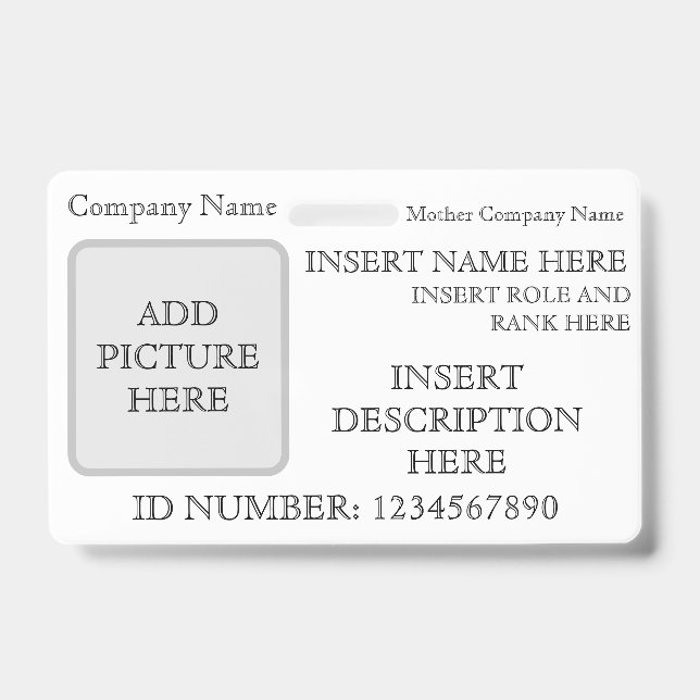 Tarjeta De Identificación Medalla de identificación personalizada horizontal (Parte frontal)