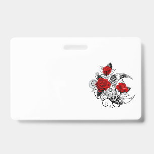 Tarjeta De Identificación Media luna mecánica con rosas rojas