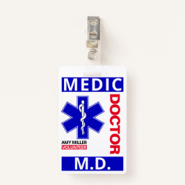 Tarjeta De Identificación Médica azul Imprimir nombre personalizado empleado