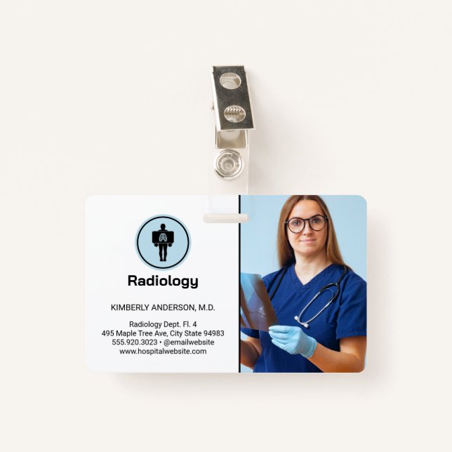 Tarjeta De Identificación Médica de análisis de rayos X (Anverso con clip)