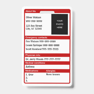 Tarjeta de identificación médica de emergencia