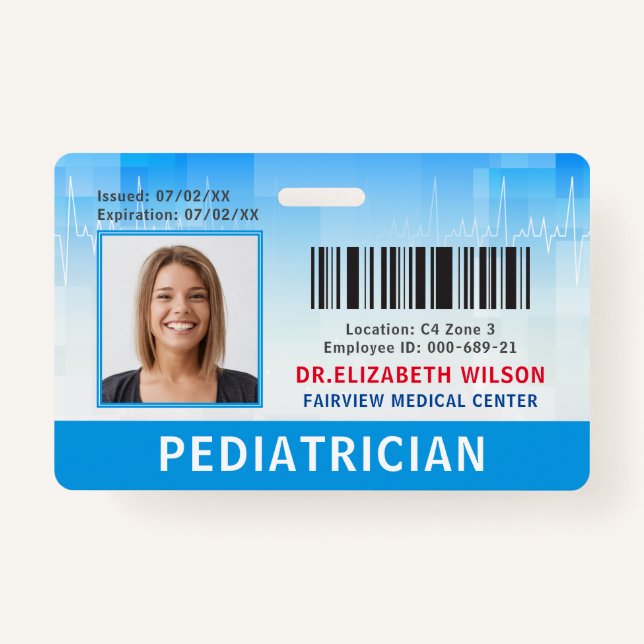Tarjeta De Identificación Médica de identificación de fotografía de empleado (Anverso)