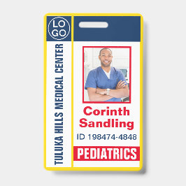 Tarjeta De Identificación Medica Foto ID Rojo Blanco y Azul
