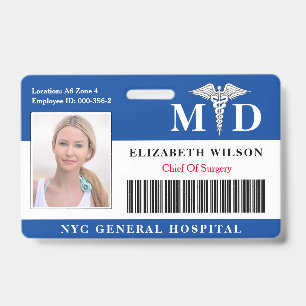 Tarjeta De Identificación Médica MD Identificación fotográfica de emplea