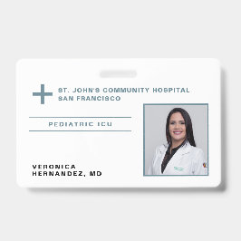 Tarjeta De Identificación Médica médico azul del hospital Gris azul foto ID
