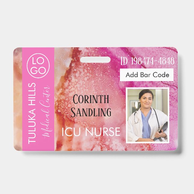 Tarjeta De Identificación Medica Photo ID Bonito Pink Blends Ink Mix (Anverso)