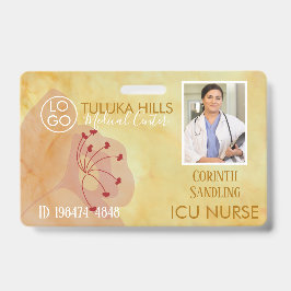 Tarjeta De Identificación Medica Photo ID Corazones Florales