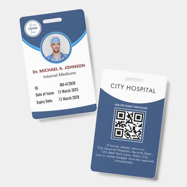 Tarjeta de identificación médica - Tarjeta de acce (Parte frontal y trasera)