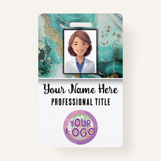 Tarjeta De Identificación Medical Staff Name Title Logo Nurse Doctor  (Anverso)