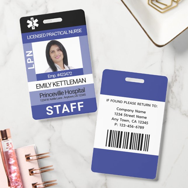 Tarjeta De Identificación Medical Staff Photo ID Badge - Editable (Oficina)