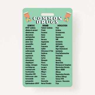 Tarjeta De Identificación Medicamentos comunes 2.0
