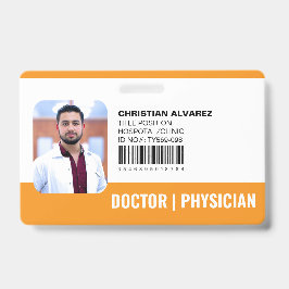 Tarjeta De Identificación Médico Hospitalario Personalizado Naranja