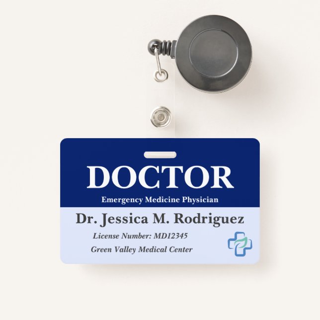 Tarjeta De Identificación Médico Médica Profesional Médico (Anverso retráctil)