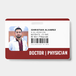 Tarjeta De Identificación Médico Personalizado Hospital Médico Rojo