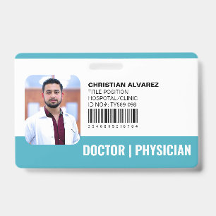 Tarjeta De Identificación Médico Personalizado Hospital Médico Teal