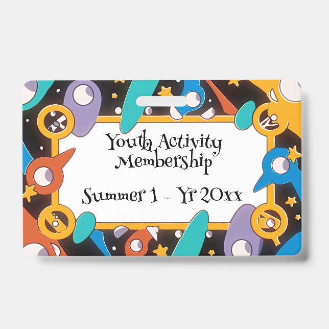 Tarjeta De Identificación Membresía de campamento de actividades juveniles (Parte frontal)