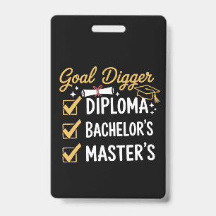 Tarjeta De Identificación Meta de graduación de maestría Digger lo dominó Cl