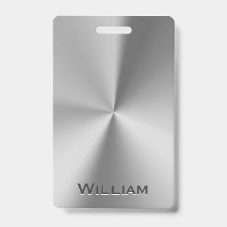 Tarjeta De Identificación Metal cepillado con nombre personalizado