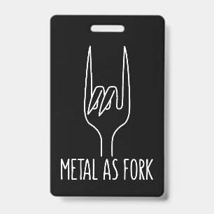 Tarjeta De Identificación Metal como Tenedor Divertida Roca En Diseño de Coc