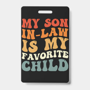 Tarjeta De Identificación Mi yerno es mi hijo favorito Familia Groovy