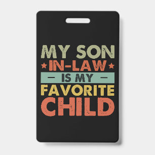 Tarjeta De Identificación Mi yerno es mi hijo favorito Family Groovy