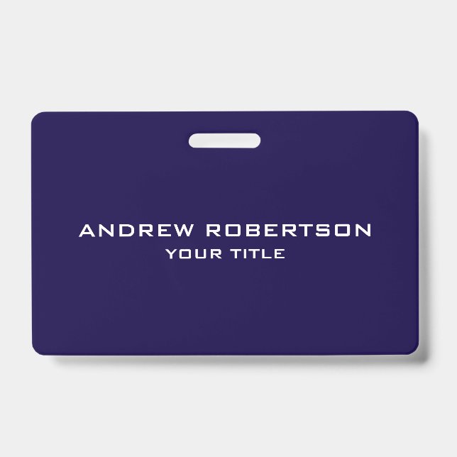 Tarjeta De Identificación Midnight Blue Plain Elegant Minimalist Simple (Front)