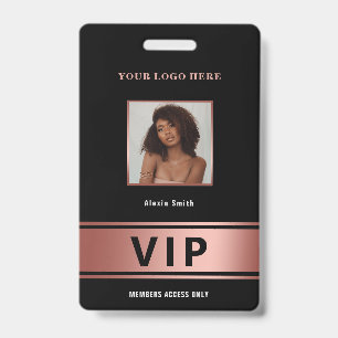 Tarjeta De Identificación Miembro con acceso VIP rosa dorado glamuroso