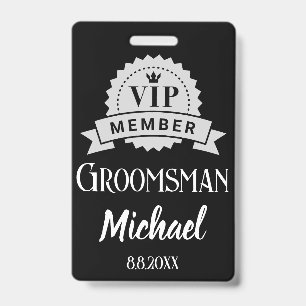 Tarjeta De Identificación miembro vip padrino boda personalizada negro
