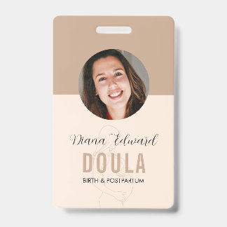 Tarjeta De Identificación Minimal Doula Identity Photo Design in Soft Beige