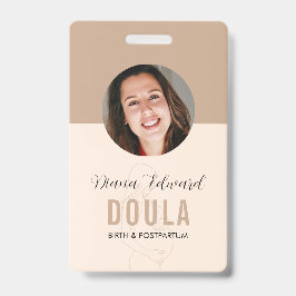 Tarjeta De Identificación Minimal Doula Identity Photo Design in Soft Beige