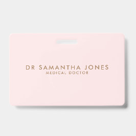 Tarjeta De Identificación Minimalista Moderno Profesional Rosa Doctor