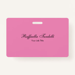 Tarjeta De Identificación Minimalista nombre personalizado color rosa