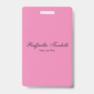 Tarjeta De Identificación Minimalista personalizado nombre color rosa person