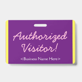 Tarjeta De Identificación Minimalista "Visitante autorizado" Insignia