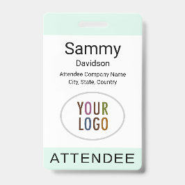 Tarjeta De Identificación Mint Attendee Badge Event Logo Clip Lanyard Reel