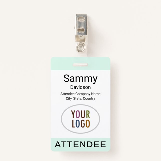Tarjeta De Identificación Mint Attendee Badge Event Logo Clip Lanyard Reel (Anverso con clip)
