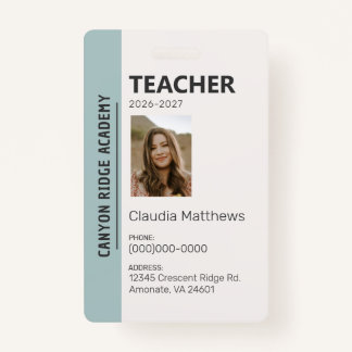 Tarjeta De Identificación Mint Stripe Homeschool Educator ID Badge