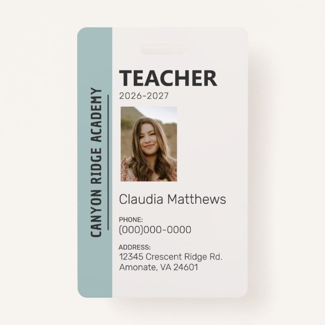 Tarjeta De Identificación Mint Stripe Homeschool Educator ID Badge (Anverso)