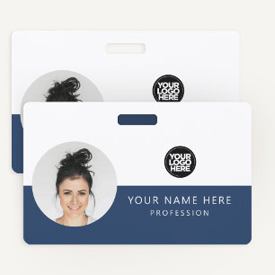 Tarjeta De Identificación Mismo frente y reverso   Foto del empleado, logoti