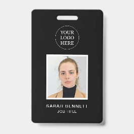Tarjeta De Identificación Moda Black Professional Employee Office Photo ID
