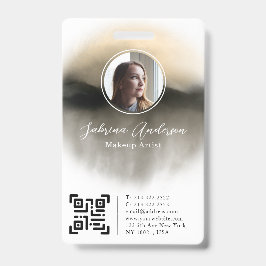 Tarjeta De Identificación Moda Color de agua dorado Resumen de guión de foto