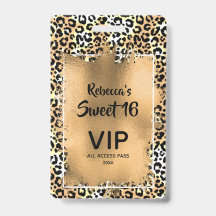 Moda Leopard Sweet 16th Birthday Invite pase VIP