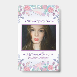 Tarjeta De Identificación Moda moderna acuarela Hidrangeas azules Floral