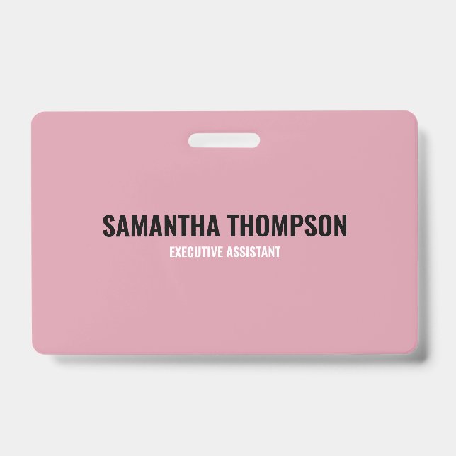 Tarjeta De Identificación Moda moderna rosa, blanco y negro (Parte frontal)
