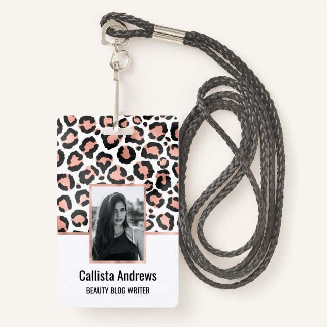 Tarjeta De Identificación Moda moderna Rosa negro Relieve metalizado dorado  (Anverso son cordón)