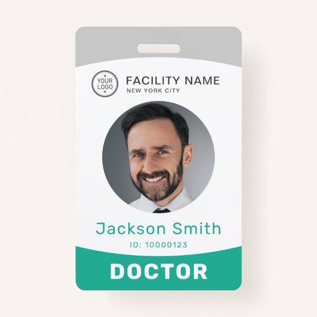 Tarjeta De Identificación Moderm personalizado foto y nombre del empleado (Anverso)