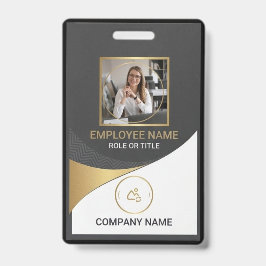 Tarjeta De Identificación Modern Black Corporate Employee Photo ID Badge