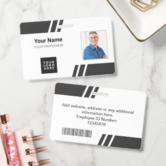 Tarjeta De Identificación Modern Black Custom Employee ID Badge