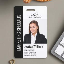 Tarjeta De Identificación Modern Company Employee Photo Logo Name Black ID