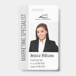 Tarjeta De Identificación Modern Company Employee Photo Logo Name Gray ID